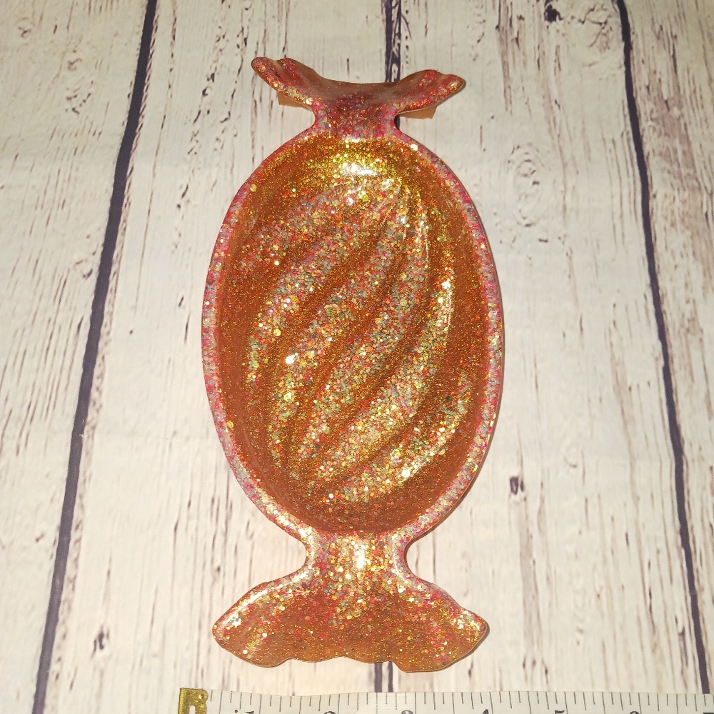 Acrylic handmade candy, key, or trinket dish! This is for the ORANGE DISH.